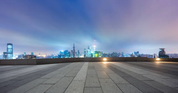 Plancher Brique Vide Paysage Urbain Hangzhou Crépuscule — Photo