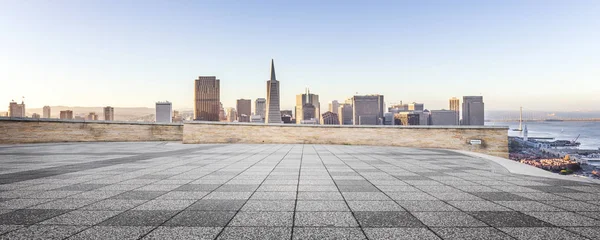 Plancher Brique Vide Paysage Urbain Shanghai Chine — Photo