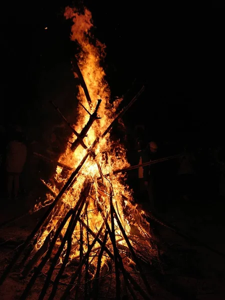 Fuego Ardiente Noche — Foto de Stock