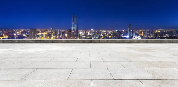 Prázdná Cihlová Podlaha Městská Krajina Šanghaje Porcelán — Stock fotografie