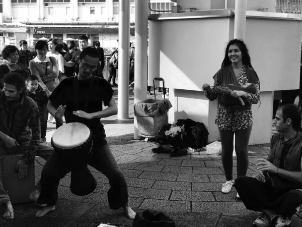 Grupo Personas Tocando Música Calle — Foto de Stock