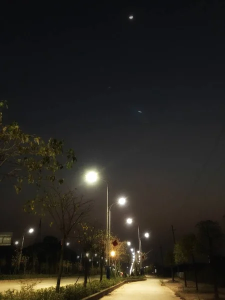 Vista Nocturna Del Parque Ciudad Por Noche — Foto de Stock