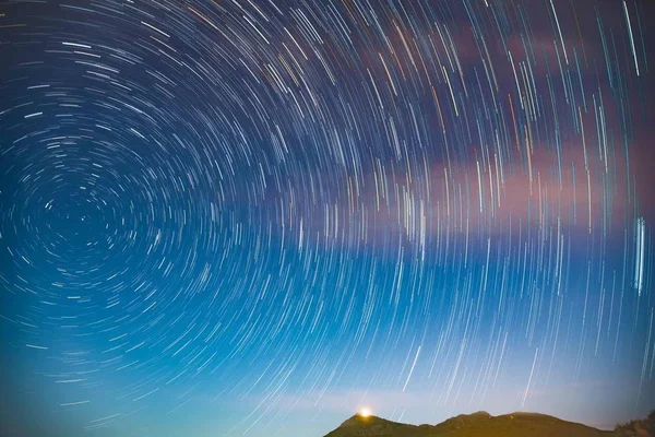 Cielo Nocturno Estrellado Con Estrellas Vía Láctea — Foto de Stock