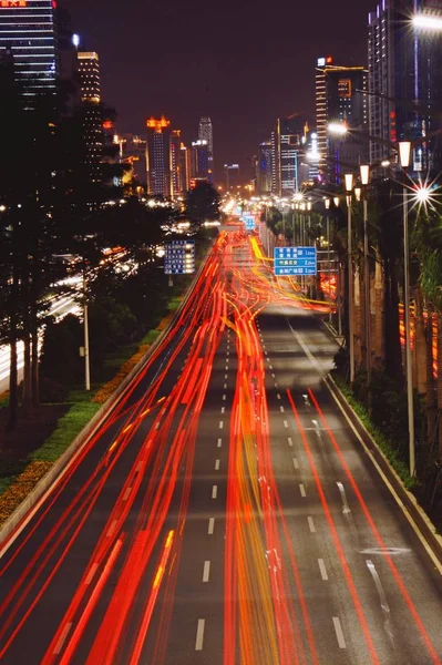 Verkehr Der Stadt Der Nacht — Stockfoto