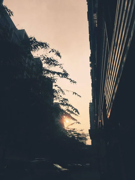 Puesta Sol Sobre Ciudad — Foto de Stock