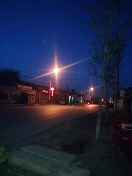 Vista Nocturna Ciudad Del Tráfico Más Contaminado Por Noche — Foto de Stock