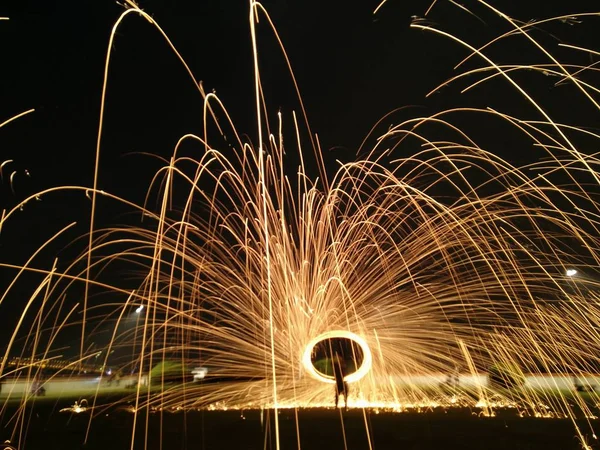 Fogos Artifício Céu Noturno — Fotografia de Stock