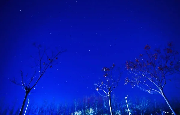 Cielo Nocturno Con Estrellas Nubes — Foto de Stock