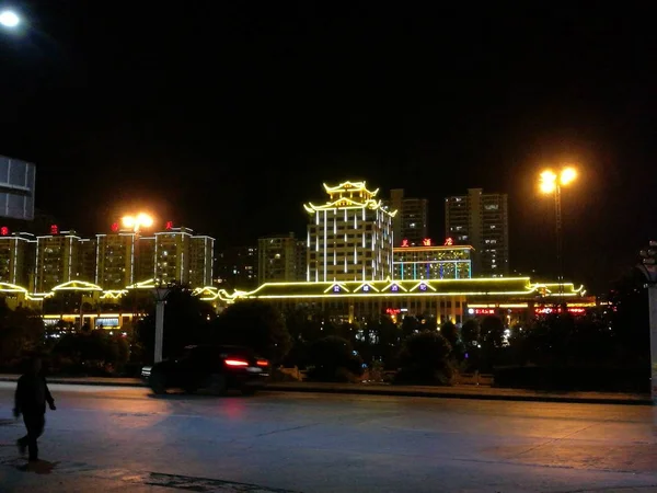 Vista Nocturna Ciudad Capital China — Foto de Stock