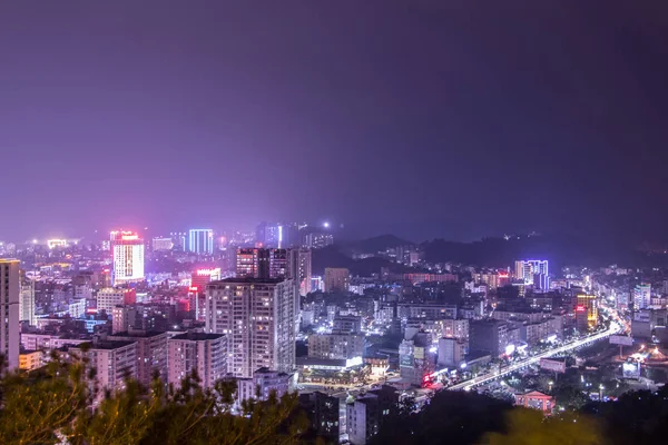 Vista Nocturna Ciudad Hong Kong — Foto de Stock