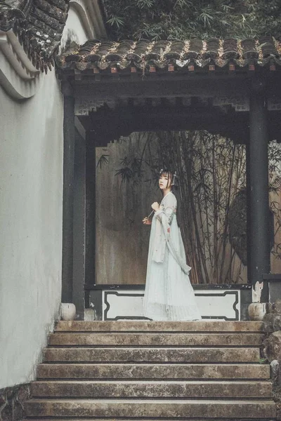 Portrait Beautiful Asian Young Bride Dress — Stock Photo, Image