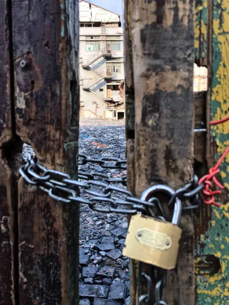 old padlock on the bridge