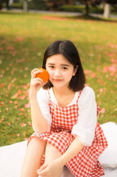 asian woman in countryside