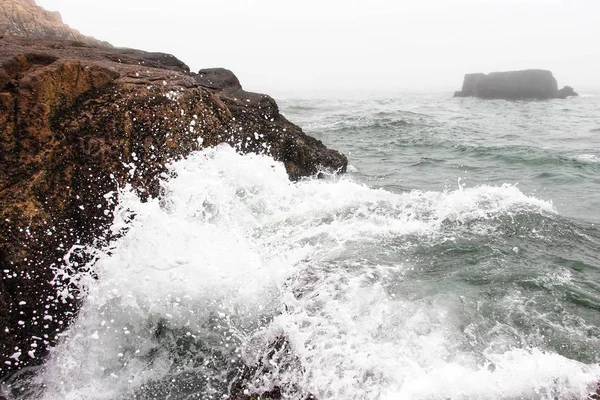 beautiful seascape with rocks and waves