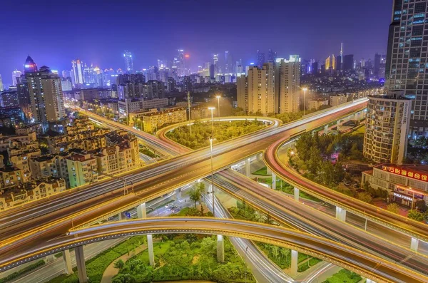 Vista Aérea Ciudad Por Noche —  Fotos de Stock