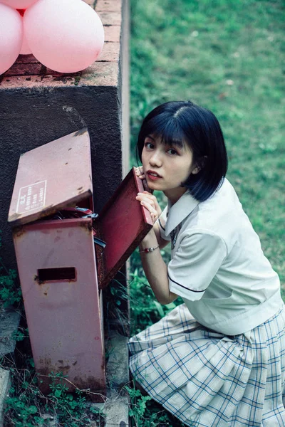 asian woman in countryside