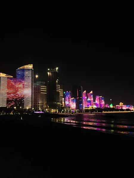 stock image night view of the city at dusk