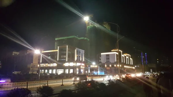 Vista Nocturna Ciudad Las Luces Por Noche — Foto de Stock