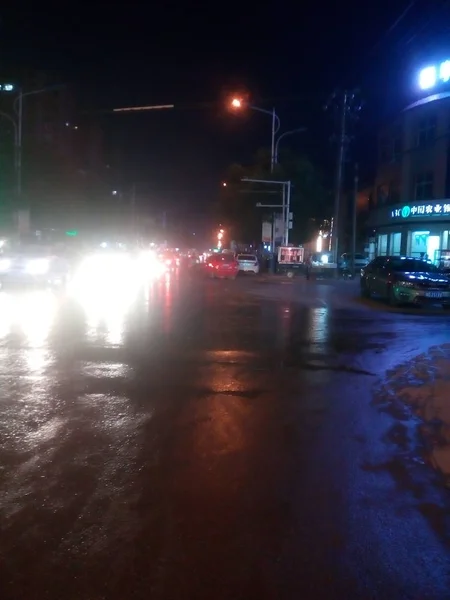 Camino Nocturno Ciudad — Foto de Stock