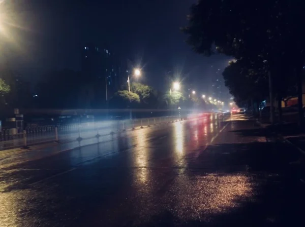 Camino Nocturno Ciudad — Foto de Stock