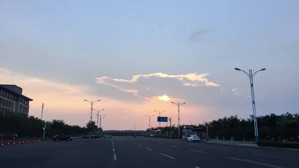 Tráfico Parque Ciudad Invierno — Foto de Stock