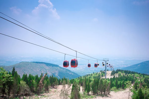 cable lift in the mountains.