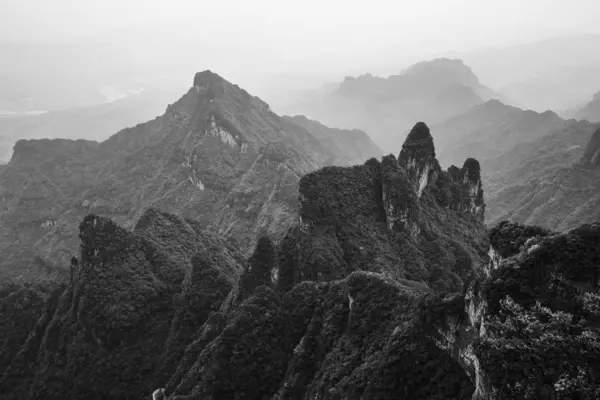 black and white photo of the mountain