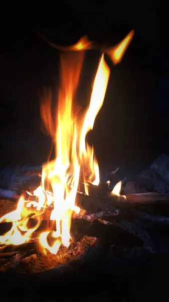 Llamas Fuego Sobre Fondo Negro — Foto de Stock