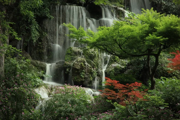 Bela Cachoeira Água Corrente Lago — Fotografia de Stock