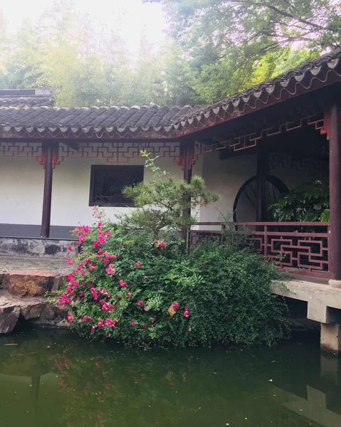 beautiful chinese garden in the city of thailand