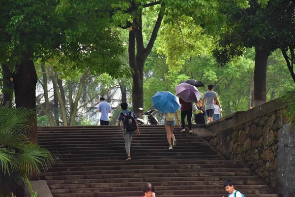 Grupo Personas Caminando Parque — Foto de Stock