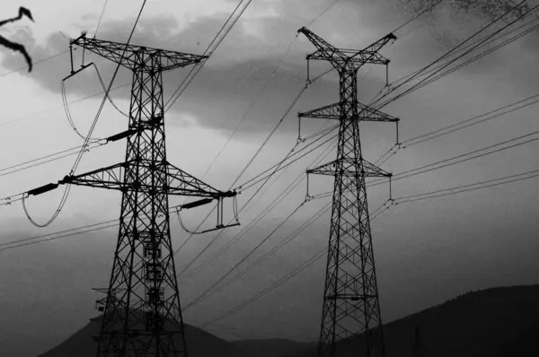 Torre Alta Tensão Energia Elétrica — Fotografia de Stock