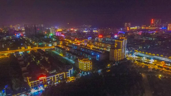 Vista Nocturna Ciudad Moderna — Foto de Stock