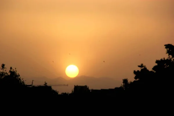 Puesta Sol Sobre Mar — Foto de Stock