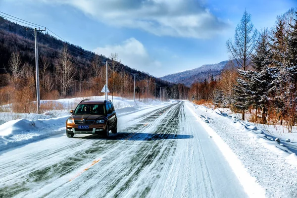 Camino Invierno Las Montañas — Foto de Stock