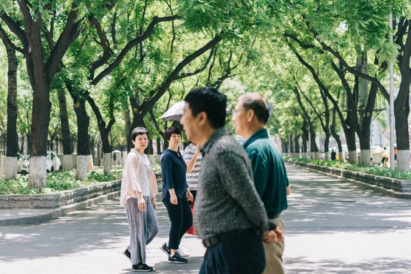 Grupo Personas Caminando Parque — Foto de Stock