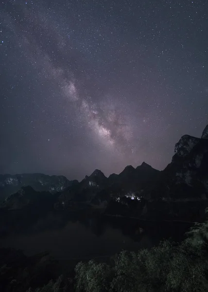 Ciel Nocturne Avec Étoiles Lune — Photo