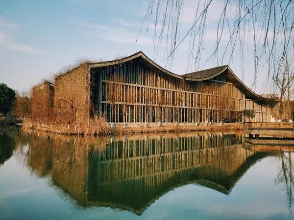 old wooden house in the lake