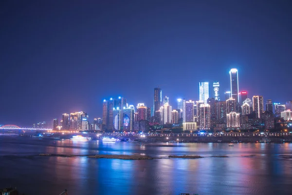 Hong Kong Miasto Panorama Nocy — Zdjęcie stockowe