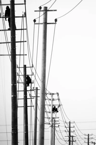 Linhas Elétricas Transmissão Geração — Fotografia de Stock