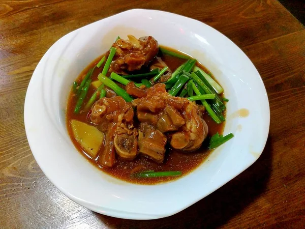 Їжа Тайського Стилю Перемішати Смажену Свинину Гострим Соусом — стокове фото