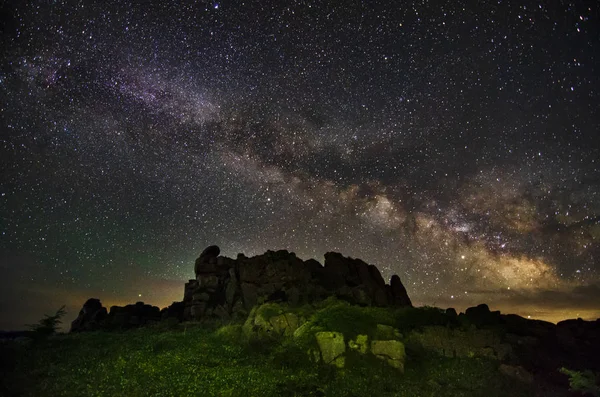 Paisaje Nocturno Con Hermoso Cielo Estrellado — Foto de Stock