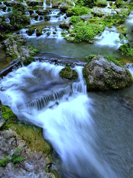 Wodospad Lesie Przyrodzie Rzece — Zdjęcie stockowe
