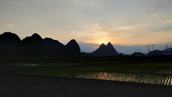 stock image sunrise at sunset in the mountains