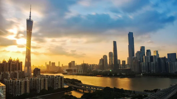 Shanghai Skyline Naplementekor — Stock Fotó
