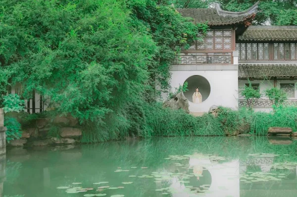 beautiful chinese architecture in the park