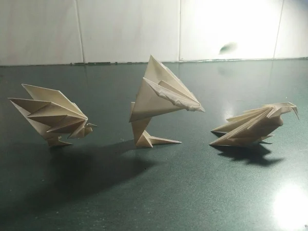 Avión Origami Sobre Mesa — Foto de Stock