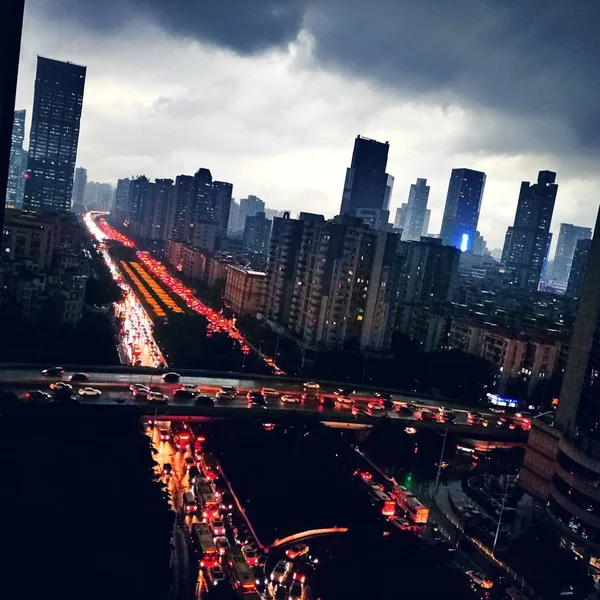 Ciudad Nueva York Skyline Por Noche — Foto de Stock