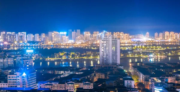 Vista Ciudad Hong Kong Por Noche — Foto de Stock