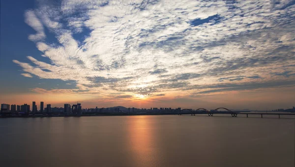 Puesta Sol Sobre Río — Foto de Stock